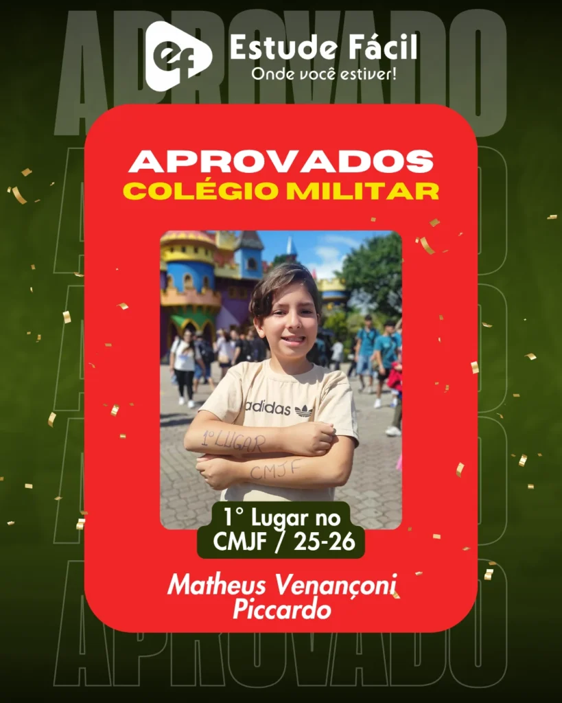 Cartaz de aprovado: Matheus Venançoni Piccardo